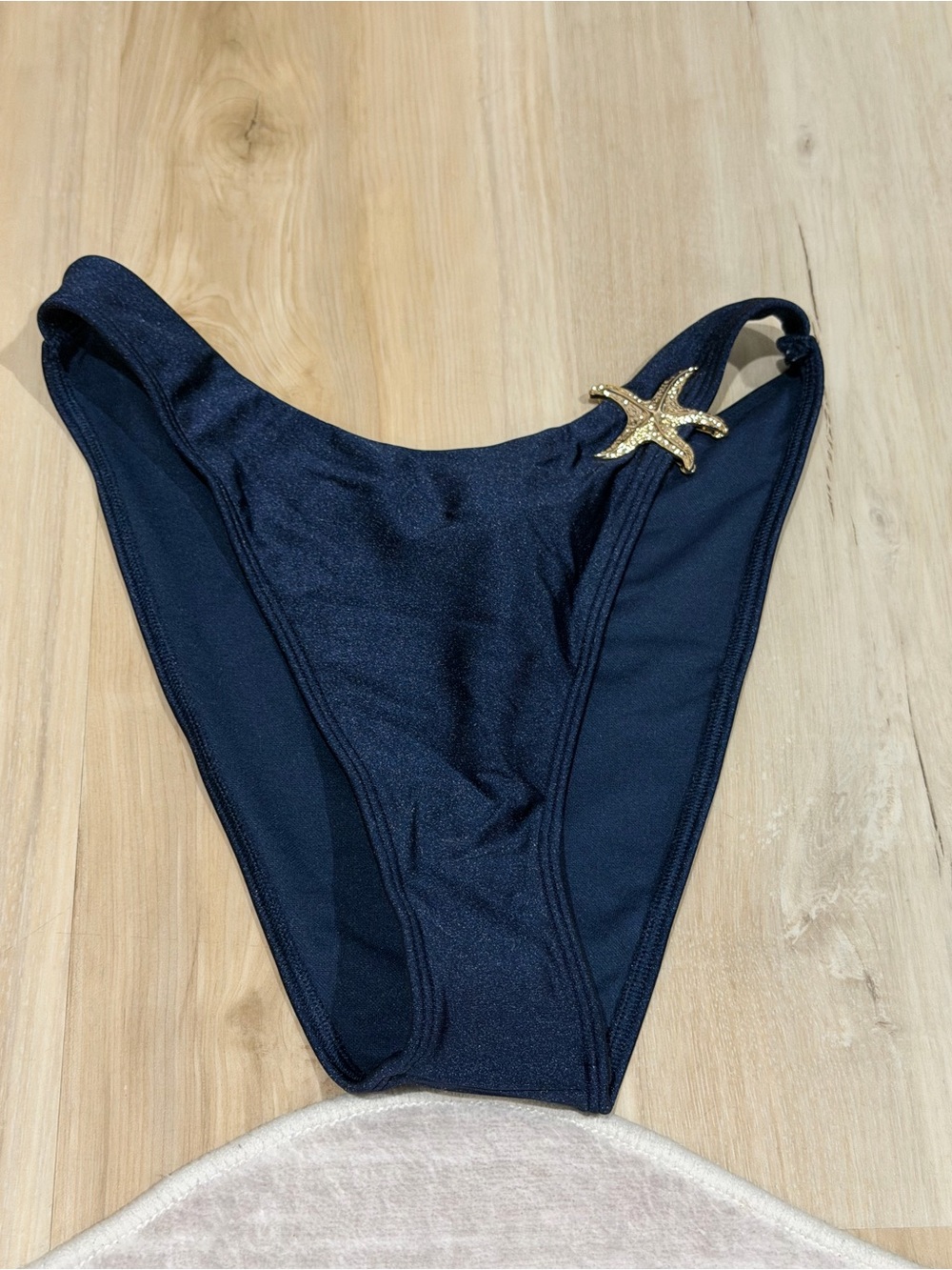 Abercrombie & Fitch Black Swim Bottom with Gold Starfish Accent